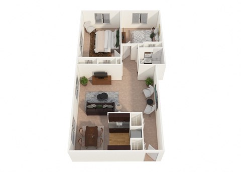 Floor plan for 2 beds, 1 bath, 800 sqft