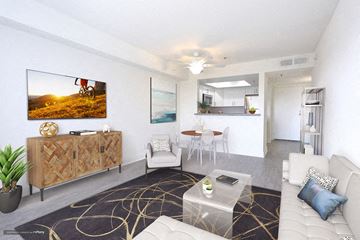 Los Angeles apartment for rent - a living room with a couch and a table