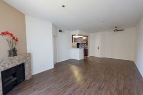 Los Angeles apartment for rent - a living room with a fireplace and a hard wood floor