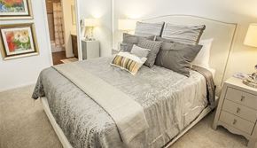 West Hollywood apartment for rent - a bedroom with a bed and pillows on it
