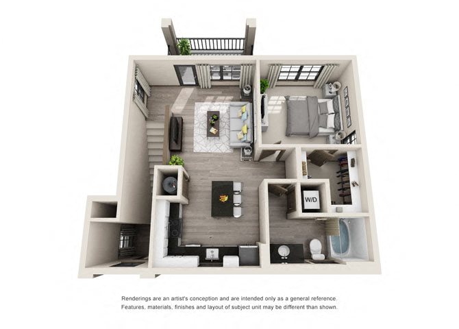 Floor plan for 1 bed, 1 bath, 828 sqft