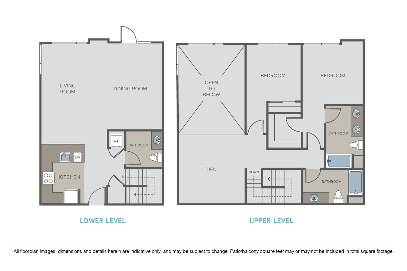 Floor plan for 2 beds, 2.5 baths, 1657 sqft