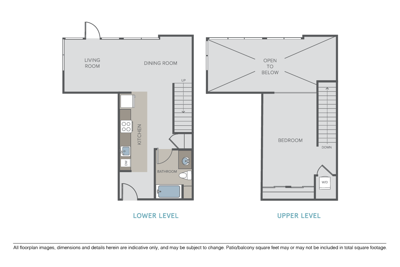 Floor plan for 1 bed, 1 bath, 852 sqft