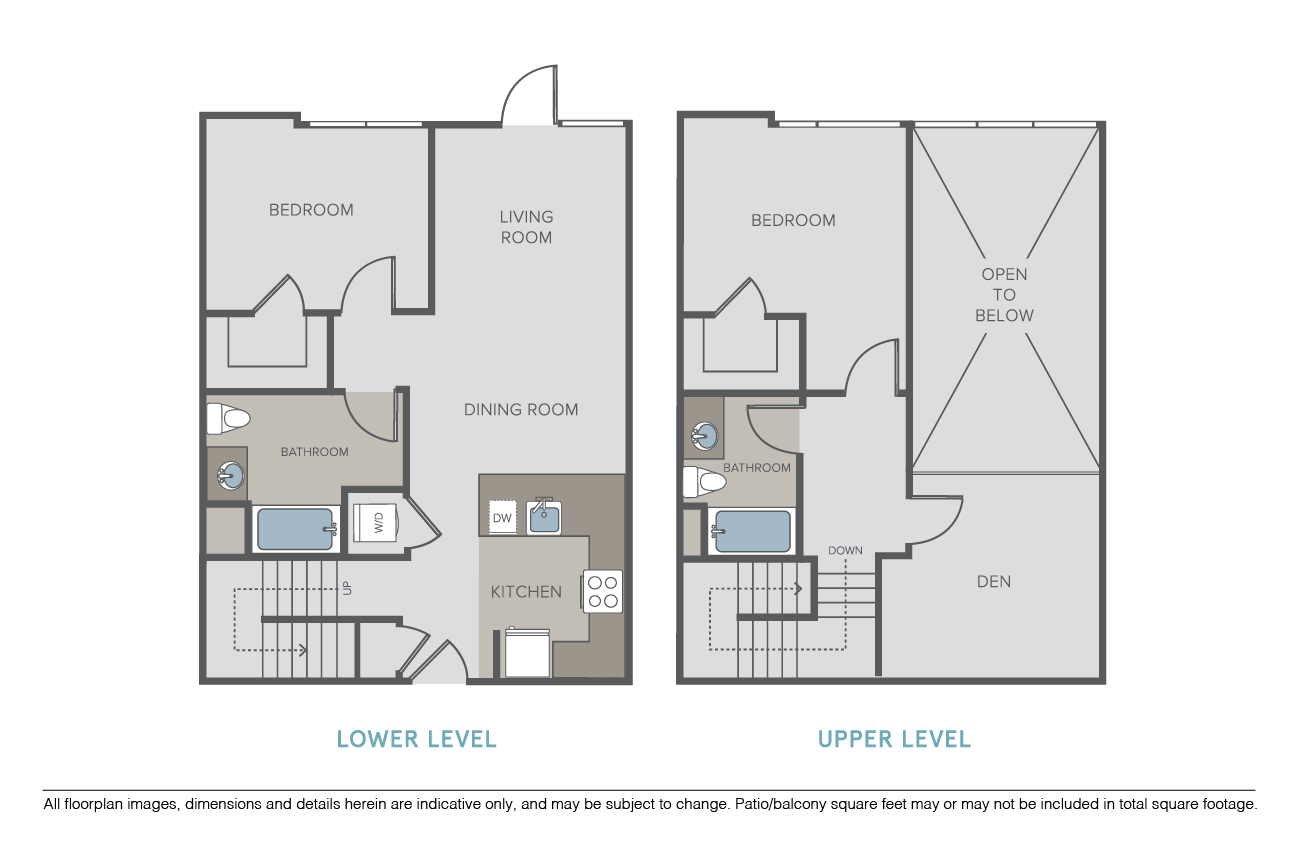 Floor plan for 2 beds, 2 baths, 1263 sqft