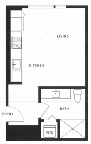 Floor plan for studio, 1 bath, 419 sqft