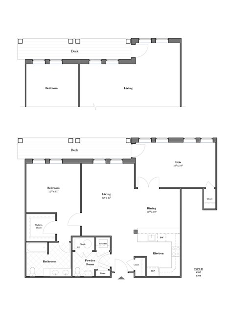 Floor plan for 2 beds, 2.5 baths, 1413 sqft