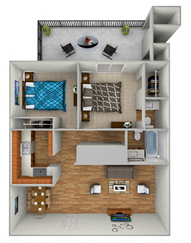 Floor plan for 2 beds, 1.5 baths, 850 sqft