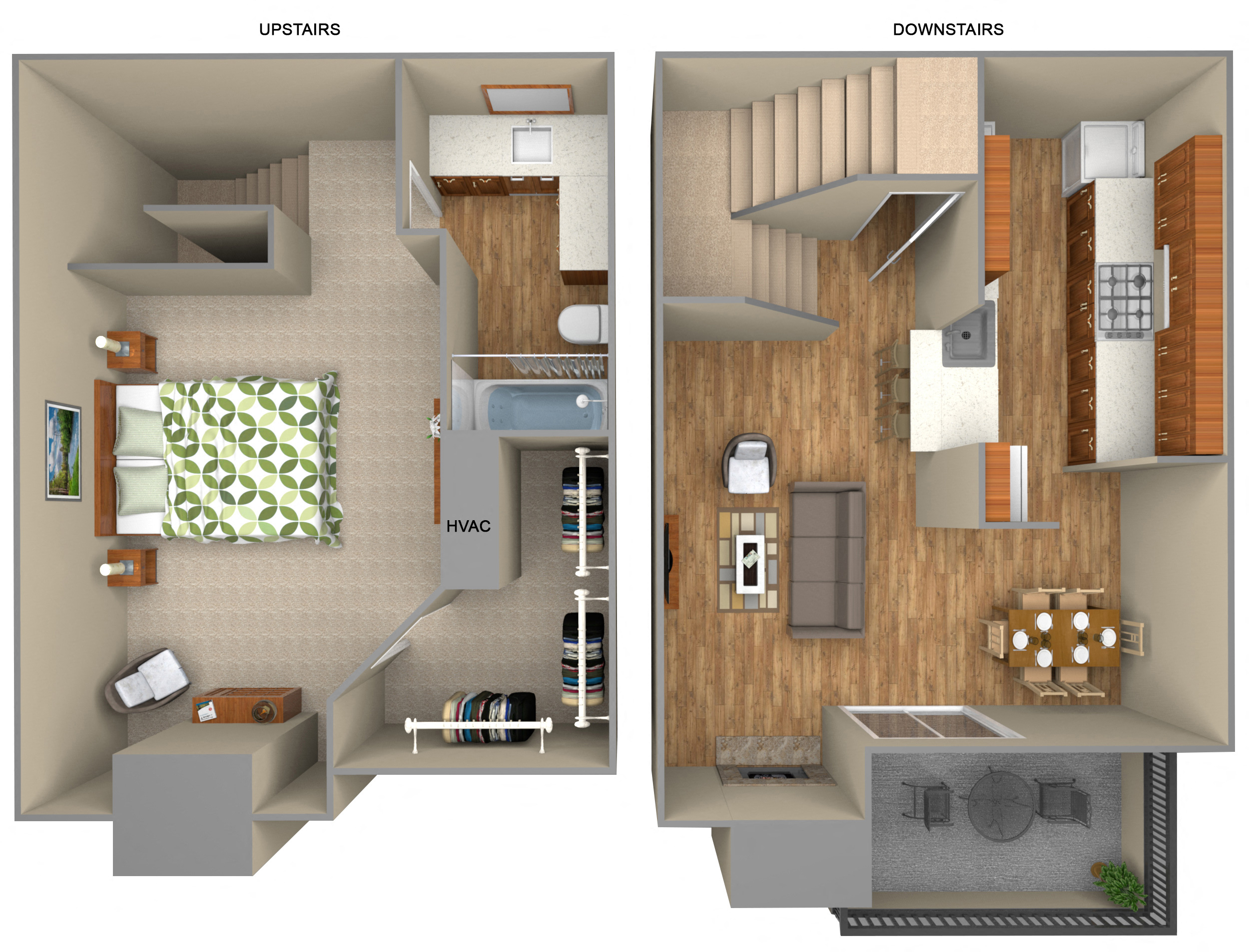 Floor plan for 1 bed, 1 bath, 890 sqft