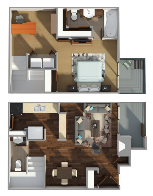 Floor plan for 1 bed, 1 bath, 776 sqft