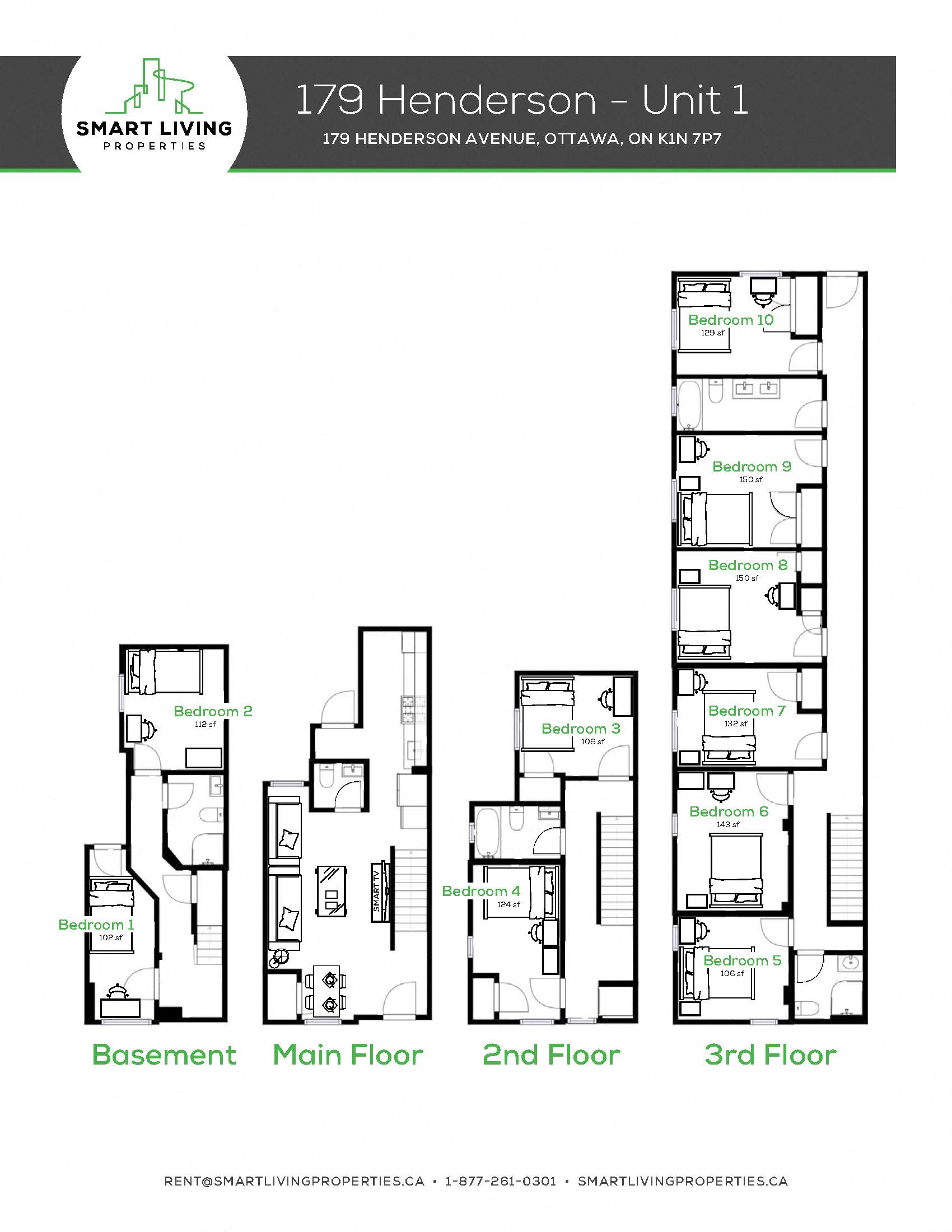 Floor plan for 10 beds, 4.5 baths, 2552 sqft