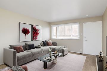 San Francisco apartment for rent - a living room with a couch and a coffee table