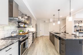 Ottawa apartment for rent - a kitchen with stainless steel appliances and marble counter tops