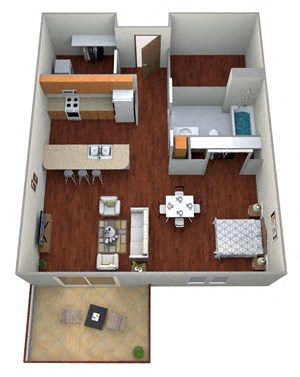 Floor plan for studio, 1 bath, 527 sqft