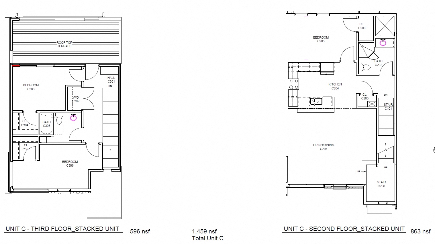Floor plan for 3 beds, 2 baths, 1459 sqft