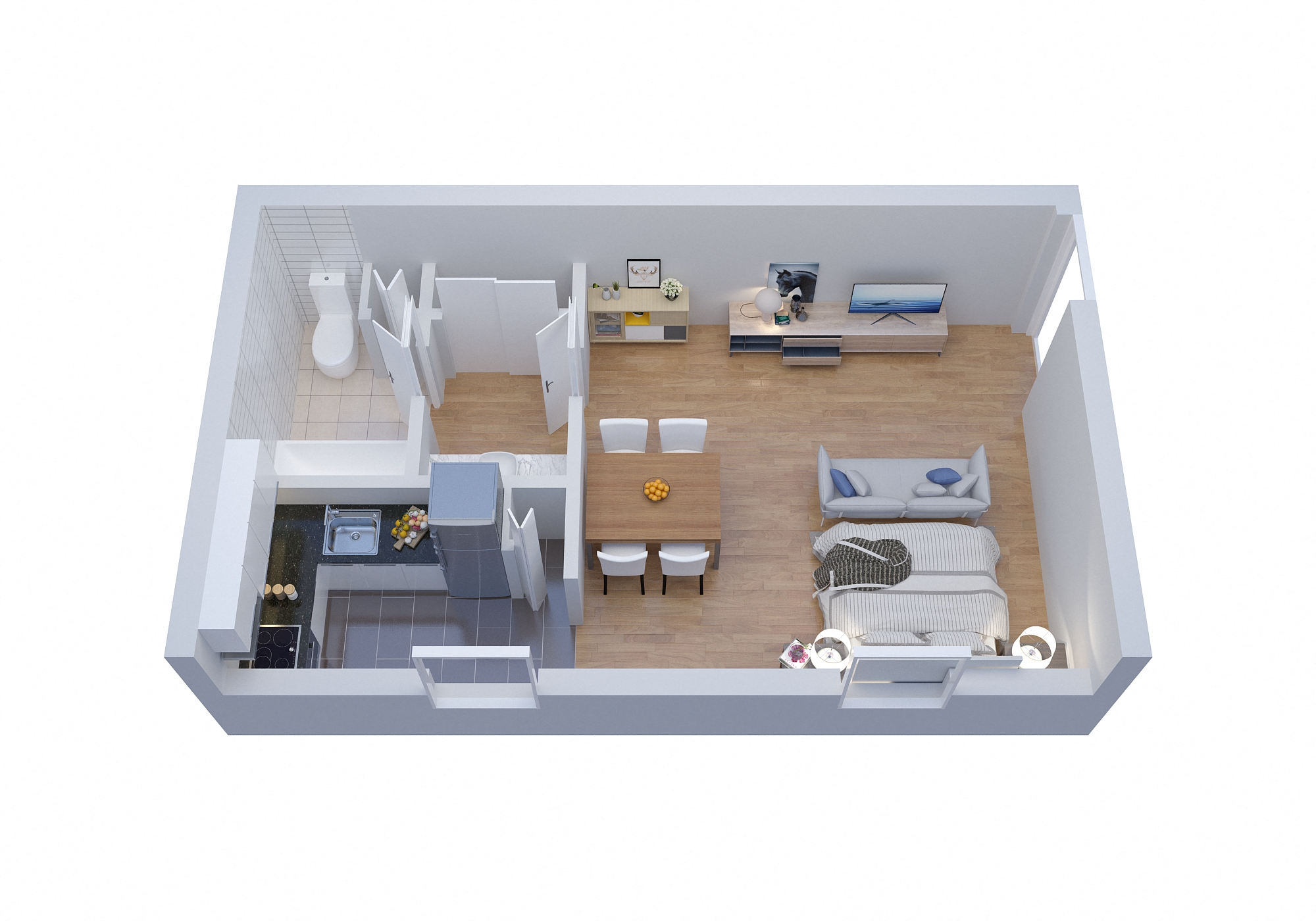 Floor plan for studio, 1 bath, 550 sqft