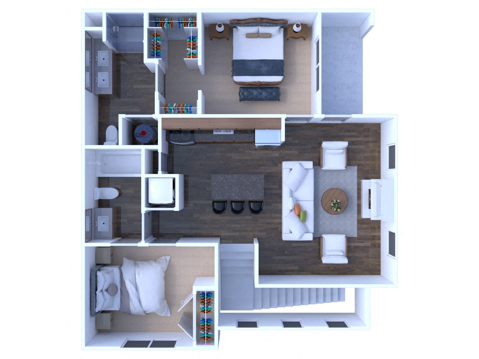 Floor plan for 2 beds, 2 baths, 1185 sqft