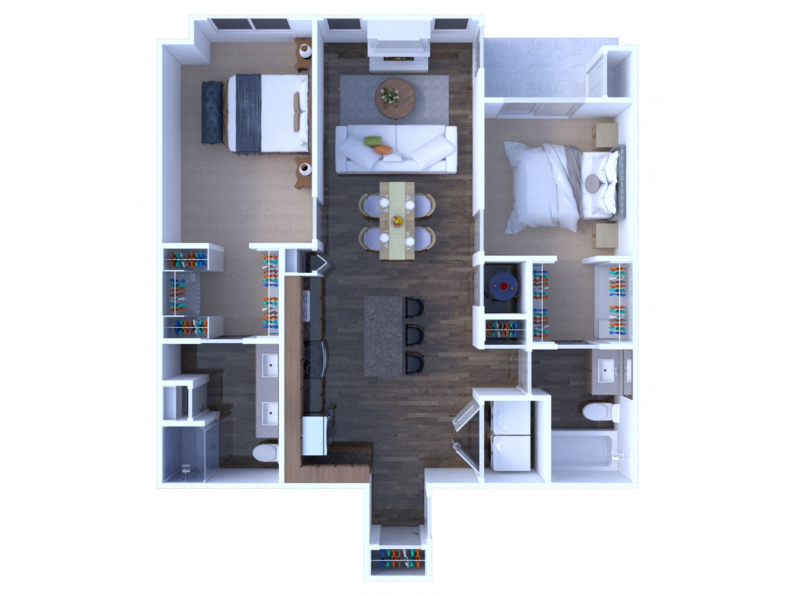 Floor plan for 2 beds, 2 baths, 1189 sqft