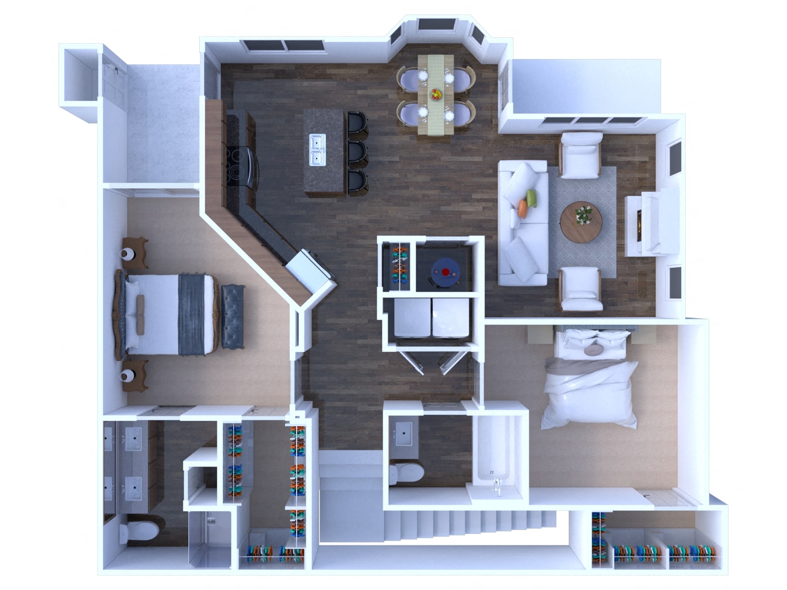 Floor plan for 2 beds, 2 baths, 1458 sqft