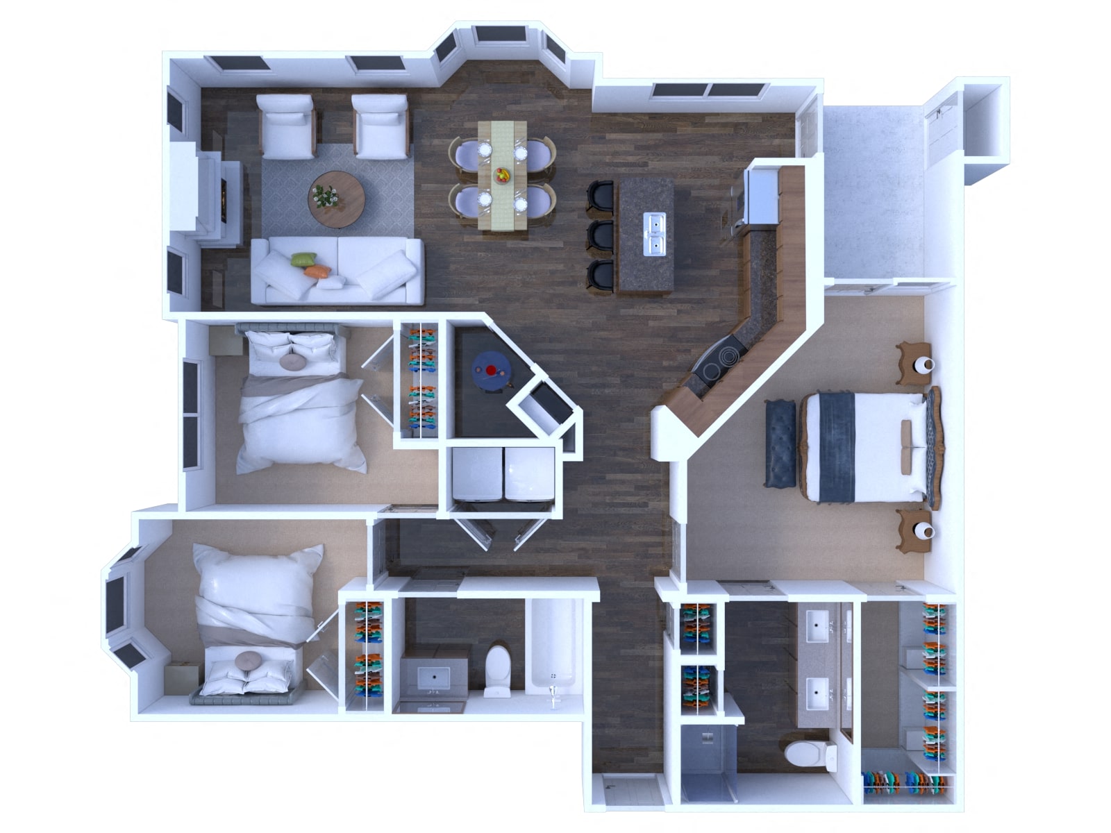 Floor plan for 3 beds, 2 baths, 1419 sqft