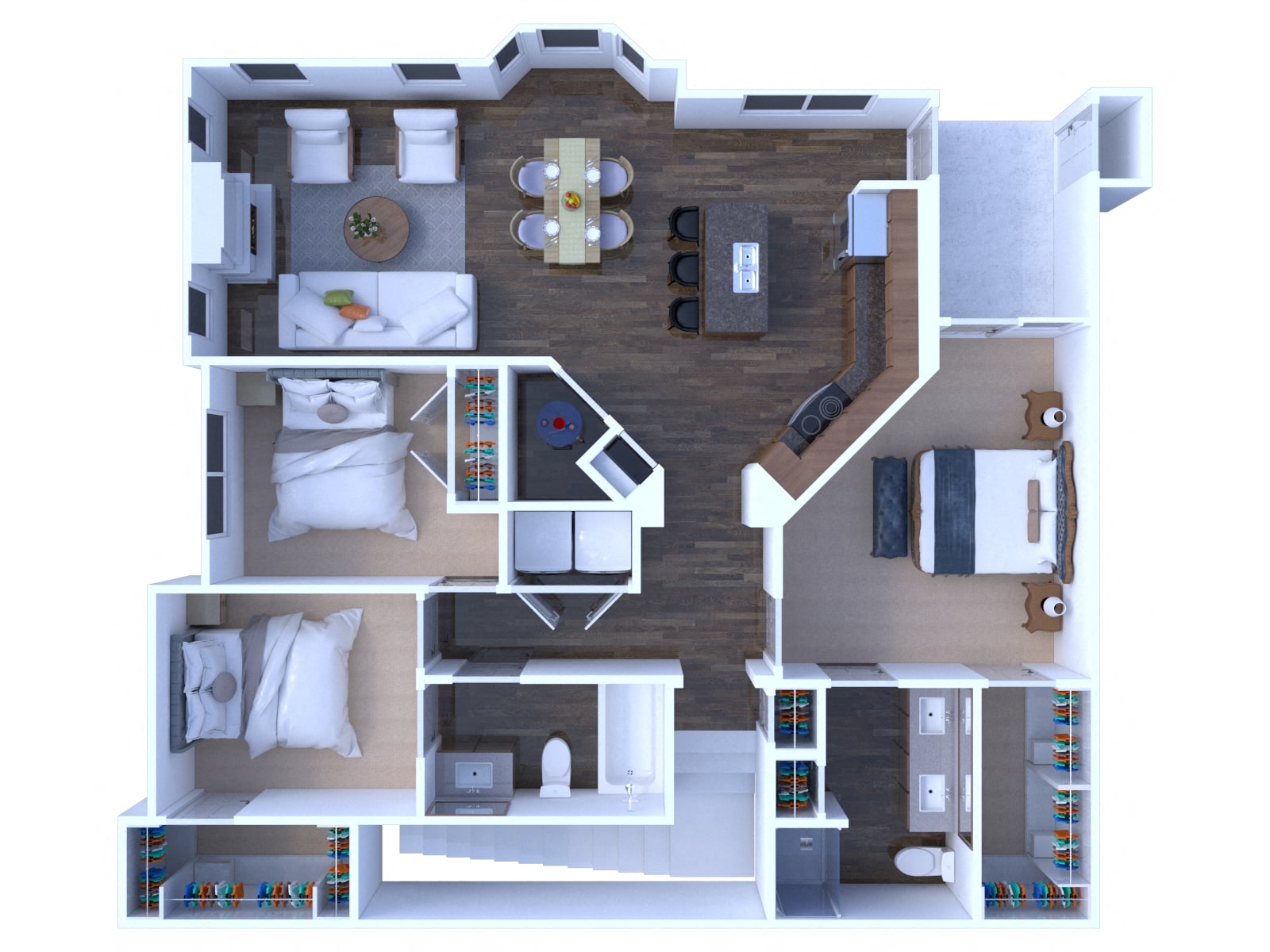 Floor plan for 3 beds, 2 baths, 1520 sqft