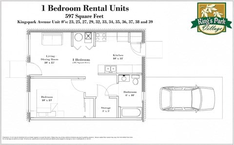 Floor plan for 1 bed, 1 bath, 550 sqft