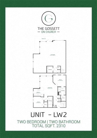 Floor plan for 2 beds, 1 bath, 2310 sqft