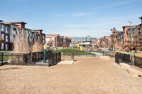 Westminster apartment for rent - a park with a playground and buildings in the background