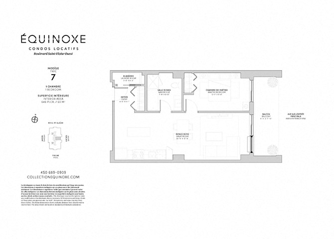 Floor plan for 1 bed, 1 bath, 646 sqft