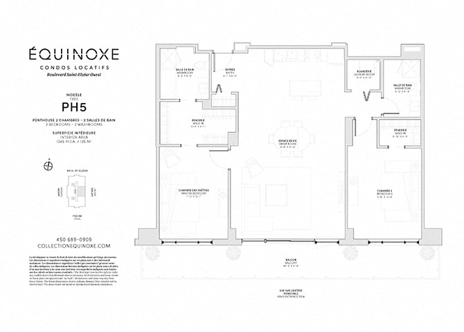 Floor plan for 2 beds, 2 baths, 1346 sqft