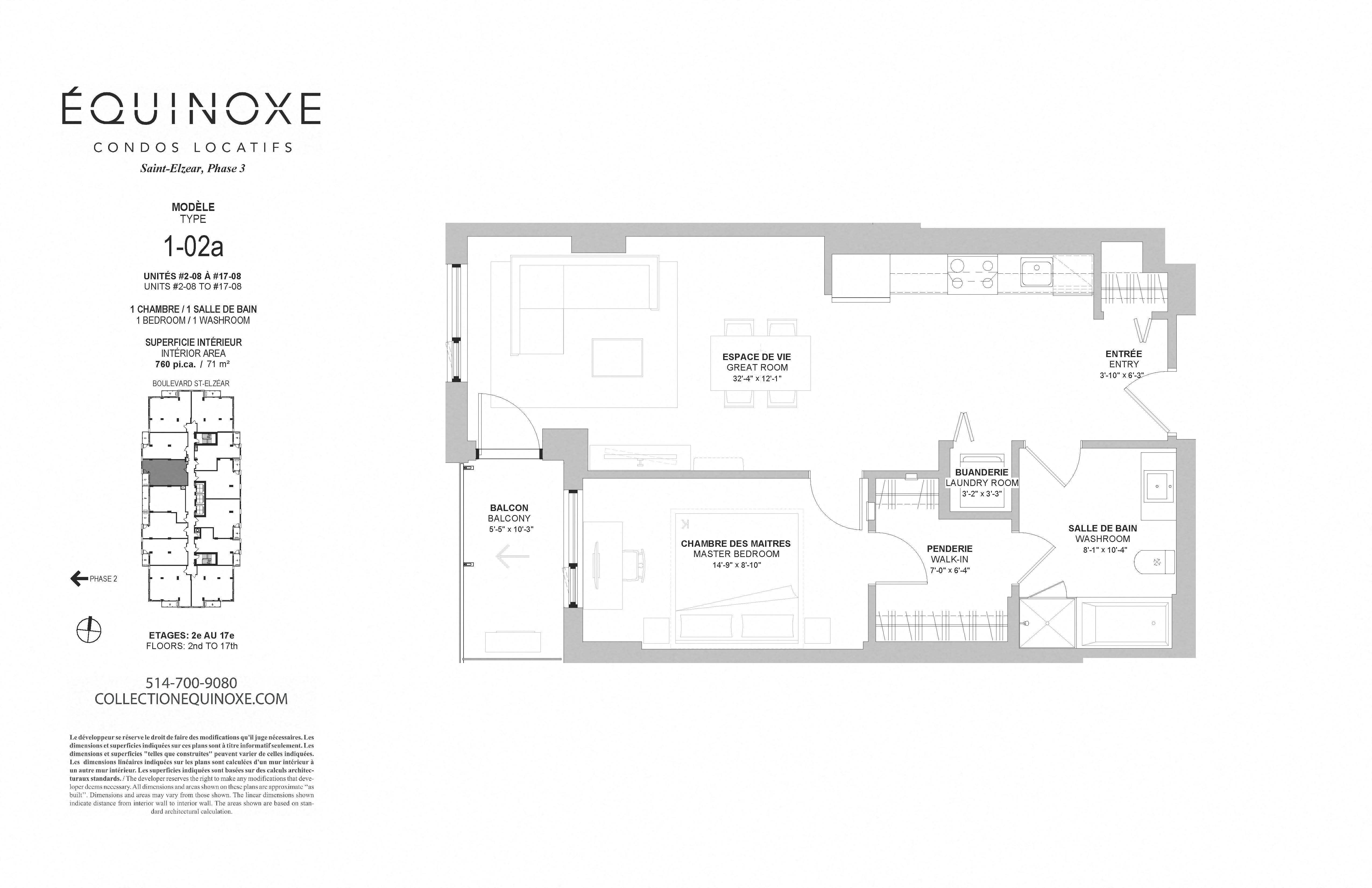 Floor plan for 1 bed, 1 bath, 760 sqft