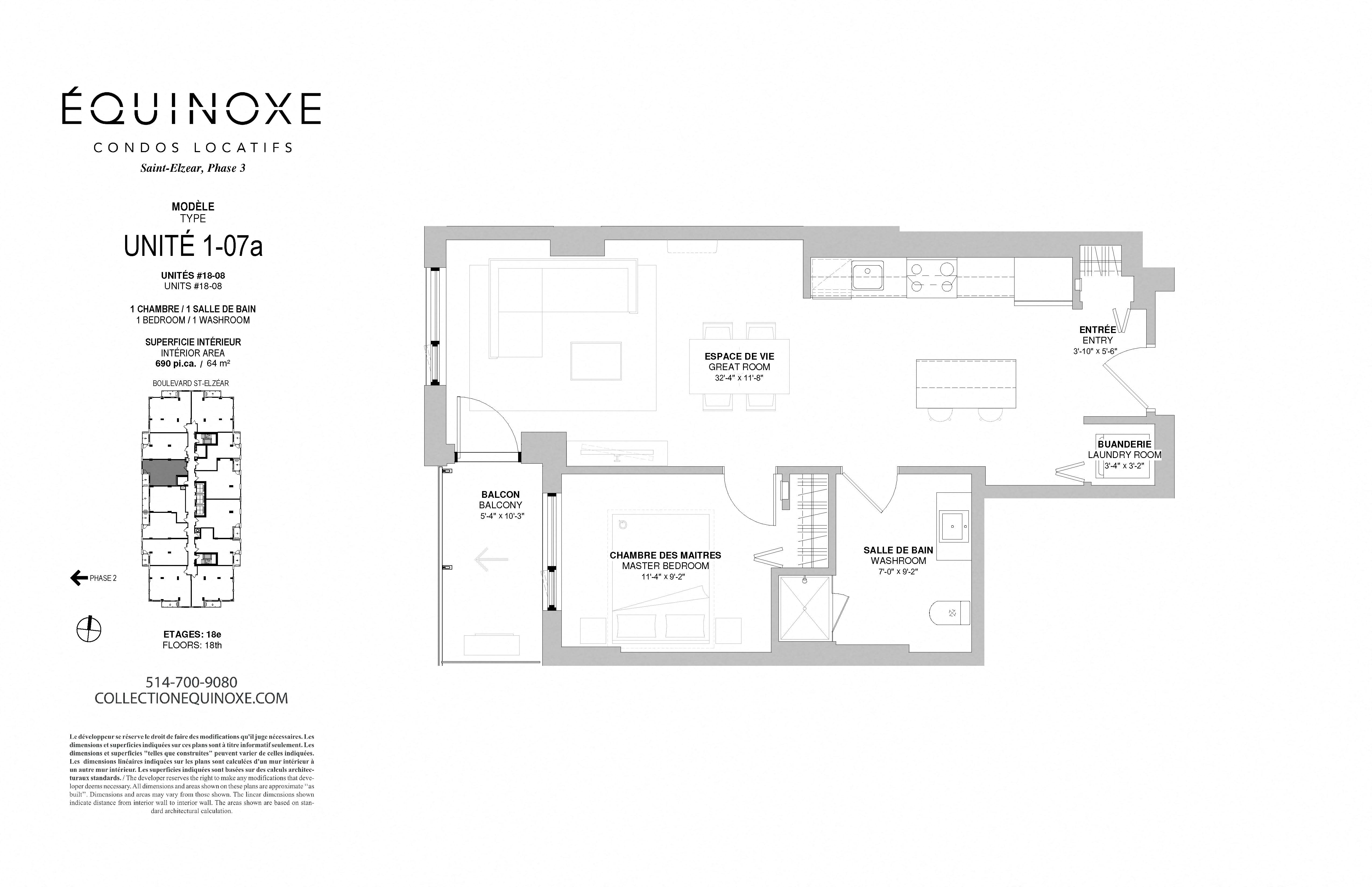 Floor plan for 1 bed, 1 bath, 690 sqft