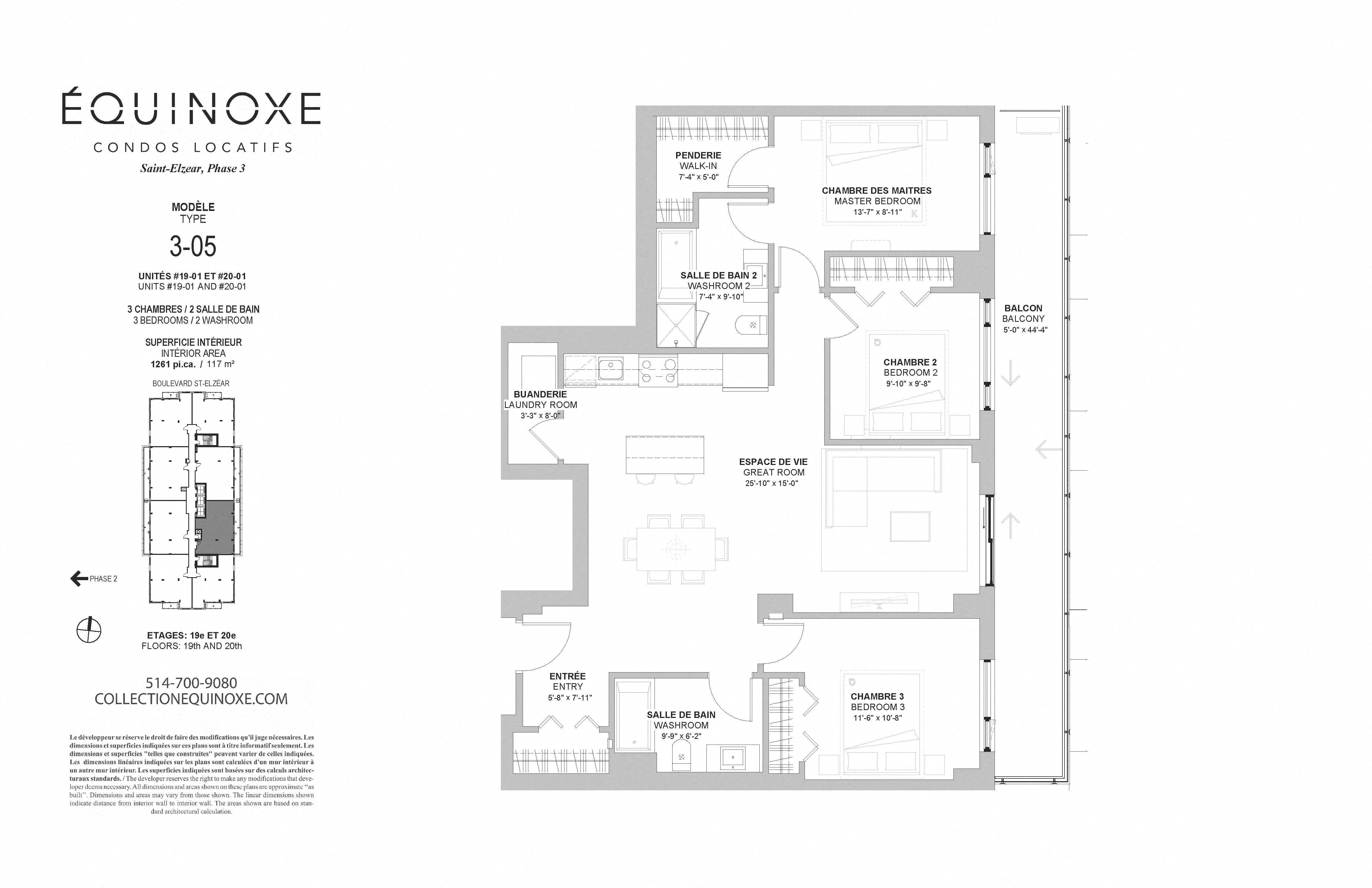 Floor plan for 3 beds, 2 baths, 1261 sqft