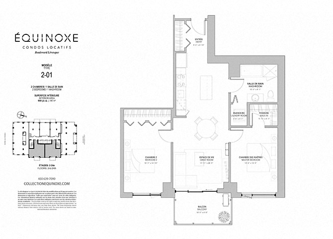 Floor plan for 2 beds, 1 bath, 960 sqft