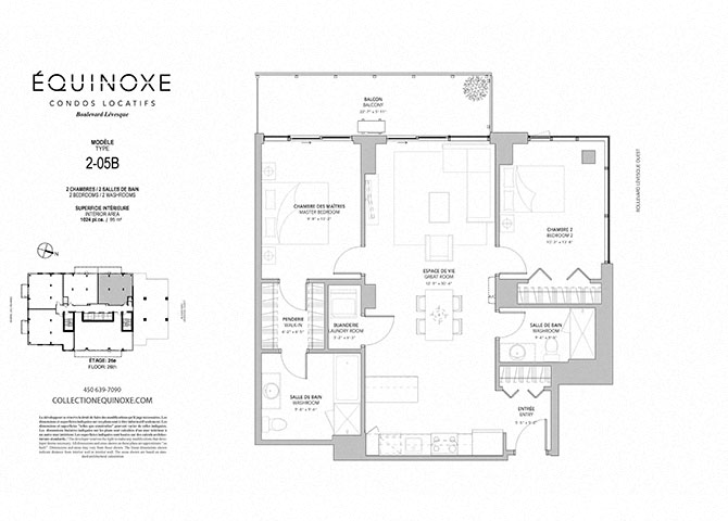 Floor plan for 2 beds, 2 baths, 1024 sqft