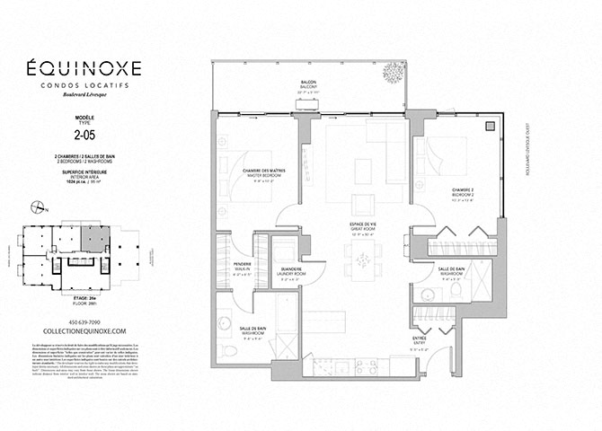 Floor plan for 2 beds, 2 baths, 1024 sqft