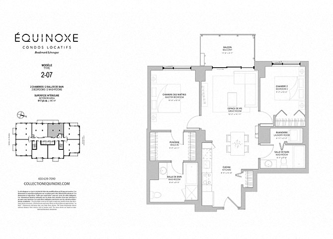 Floor plan for 2 beds, 2 baths, 917 sqft