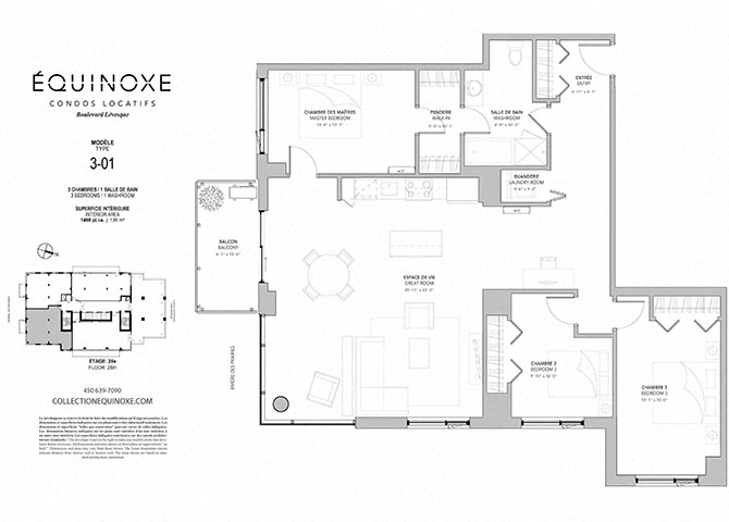 Floor plan for 3 beds, 1 bath, 1469 sqft