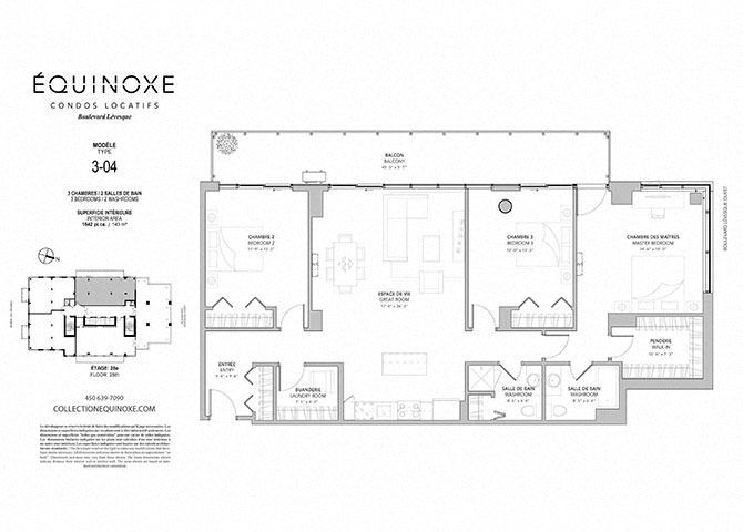 Floor plan for 3 beds, 2 baths, 1542 sqft