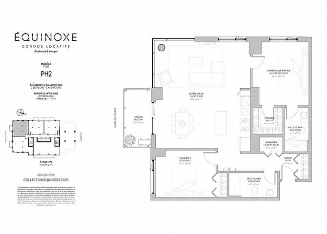 Floor plan for 2 beds, 2 baths, 1182 sqft