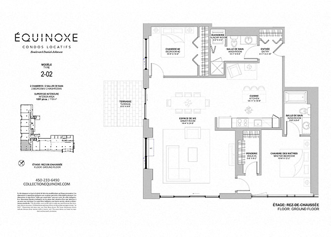 Floor plan for 2 beds, 2 baths, 1281 sqft
