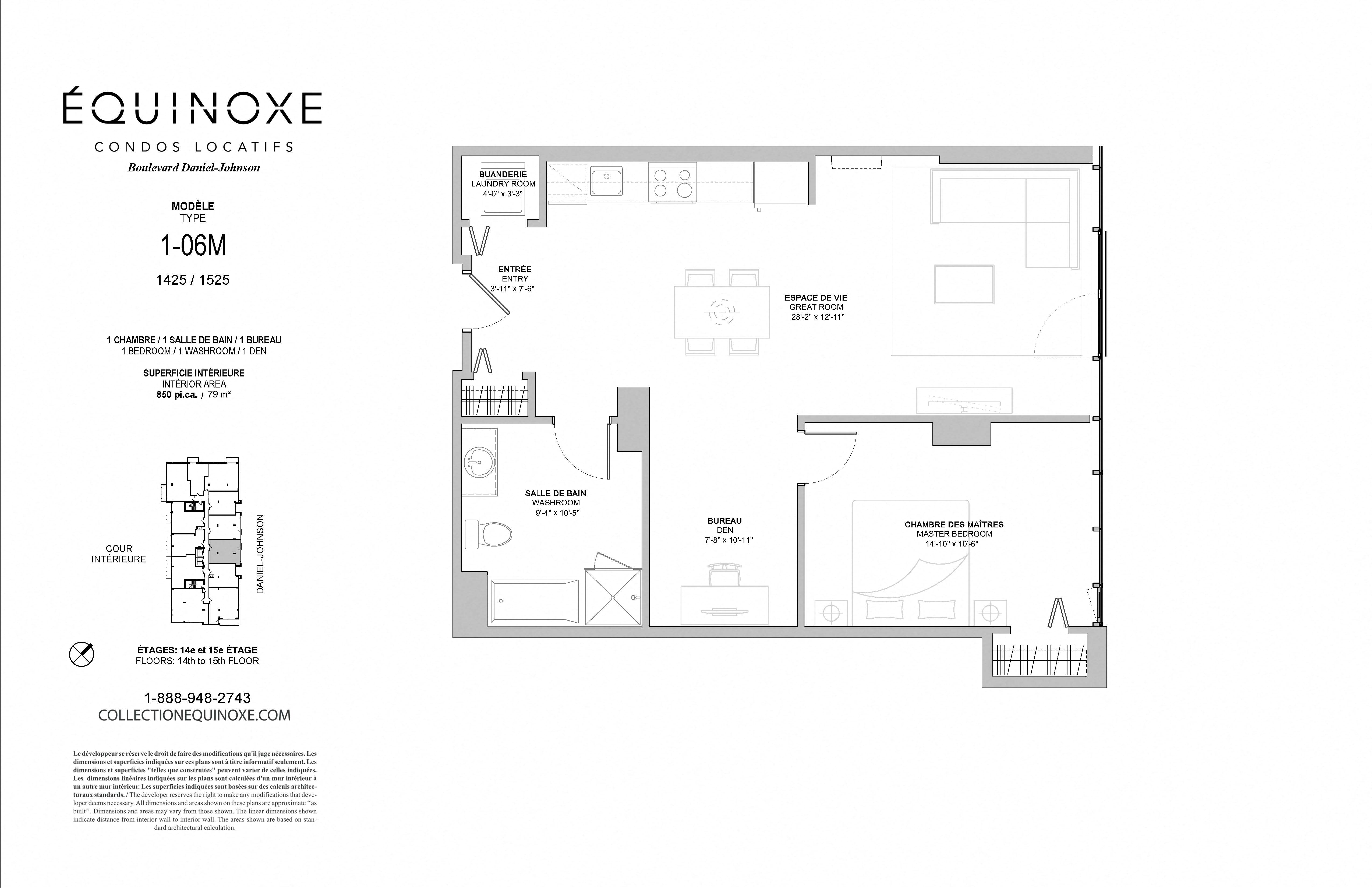 Floor plan for 1 bed, 1 bath, 850 sqft