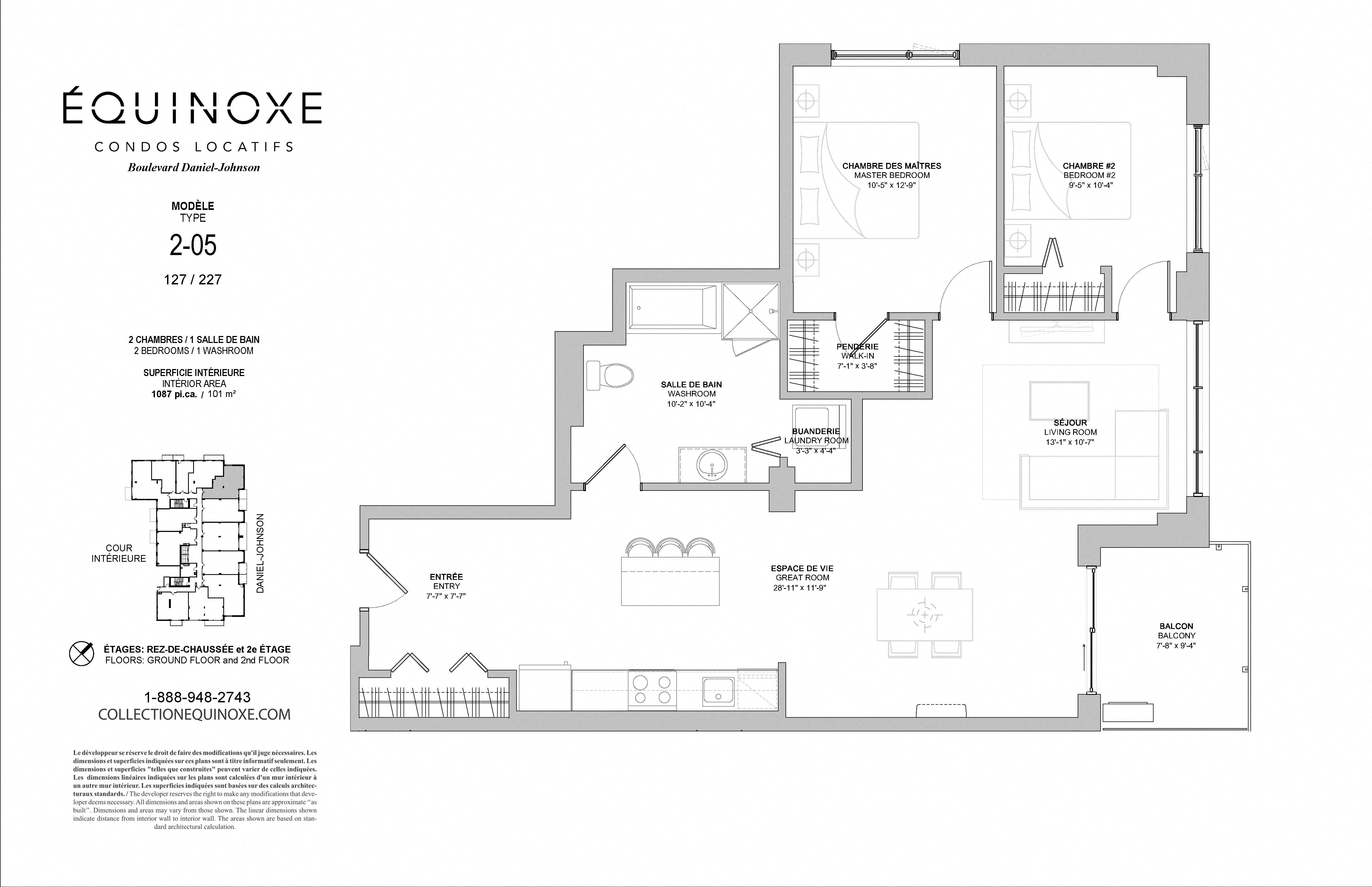 Floor plan for 2 beds, 1 bath, 1087 sqft