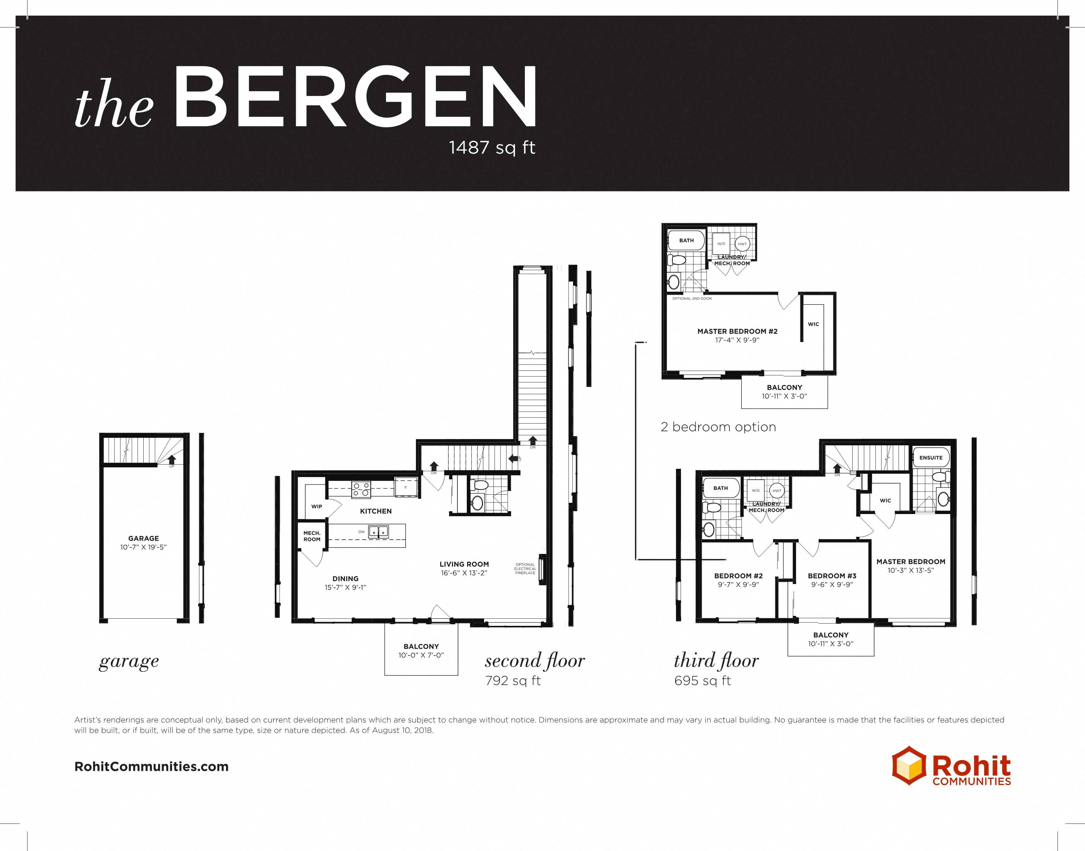 Floor plan for 3 beds, 2.5 baths, 1487 sqft