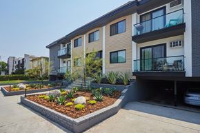 Los Angeles apartment for rent - Exterior showing large balconies and plants surrounding building
