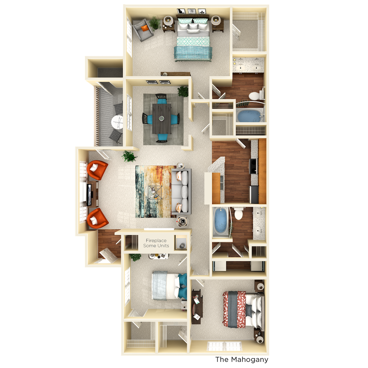 Floor plan for 3 beds, 2 baths, 1731 sqft