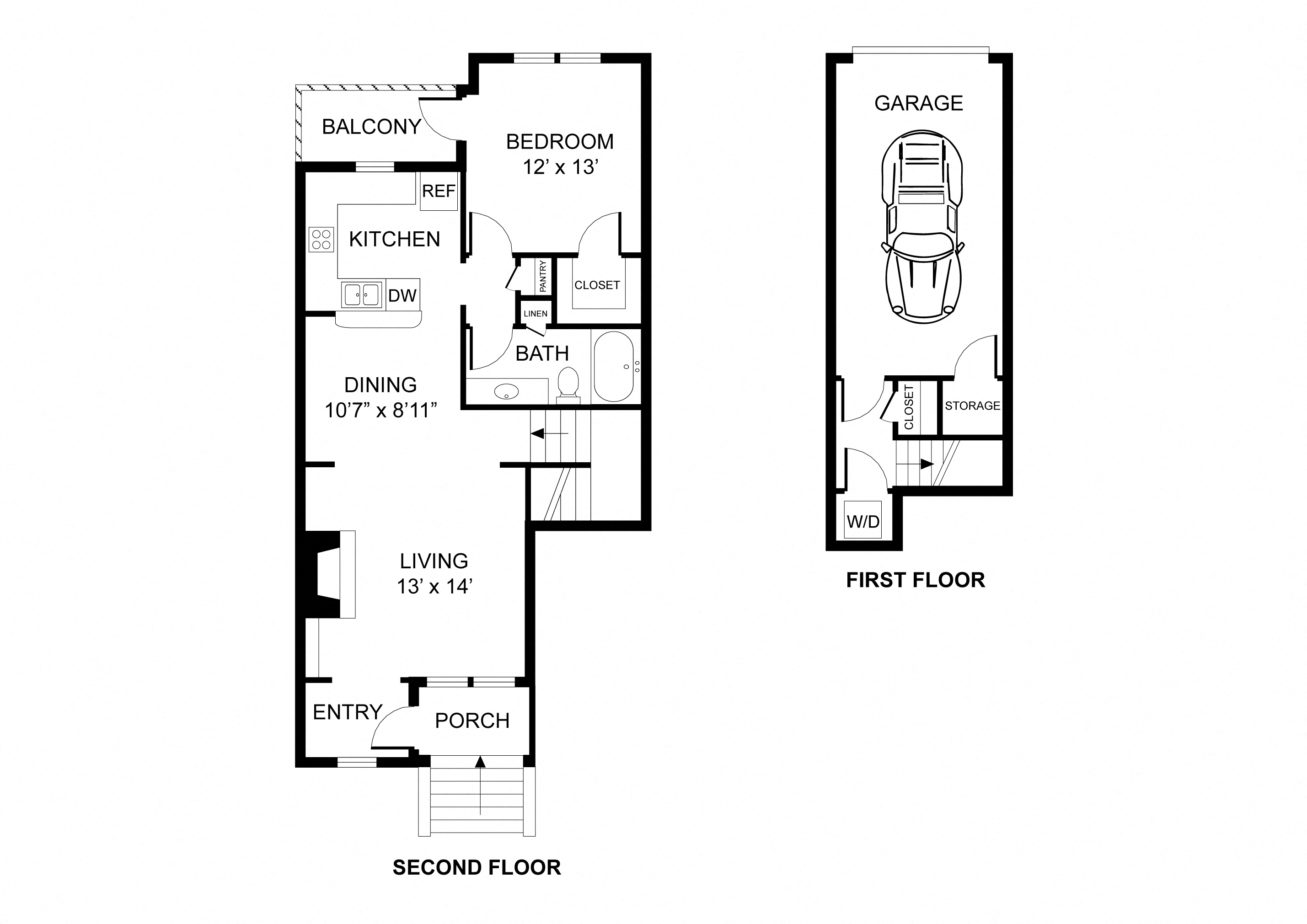 Floor plan for 1 bed, 1 bath, 819 sqft