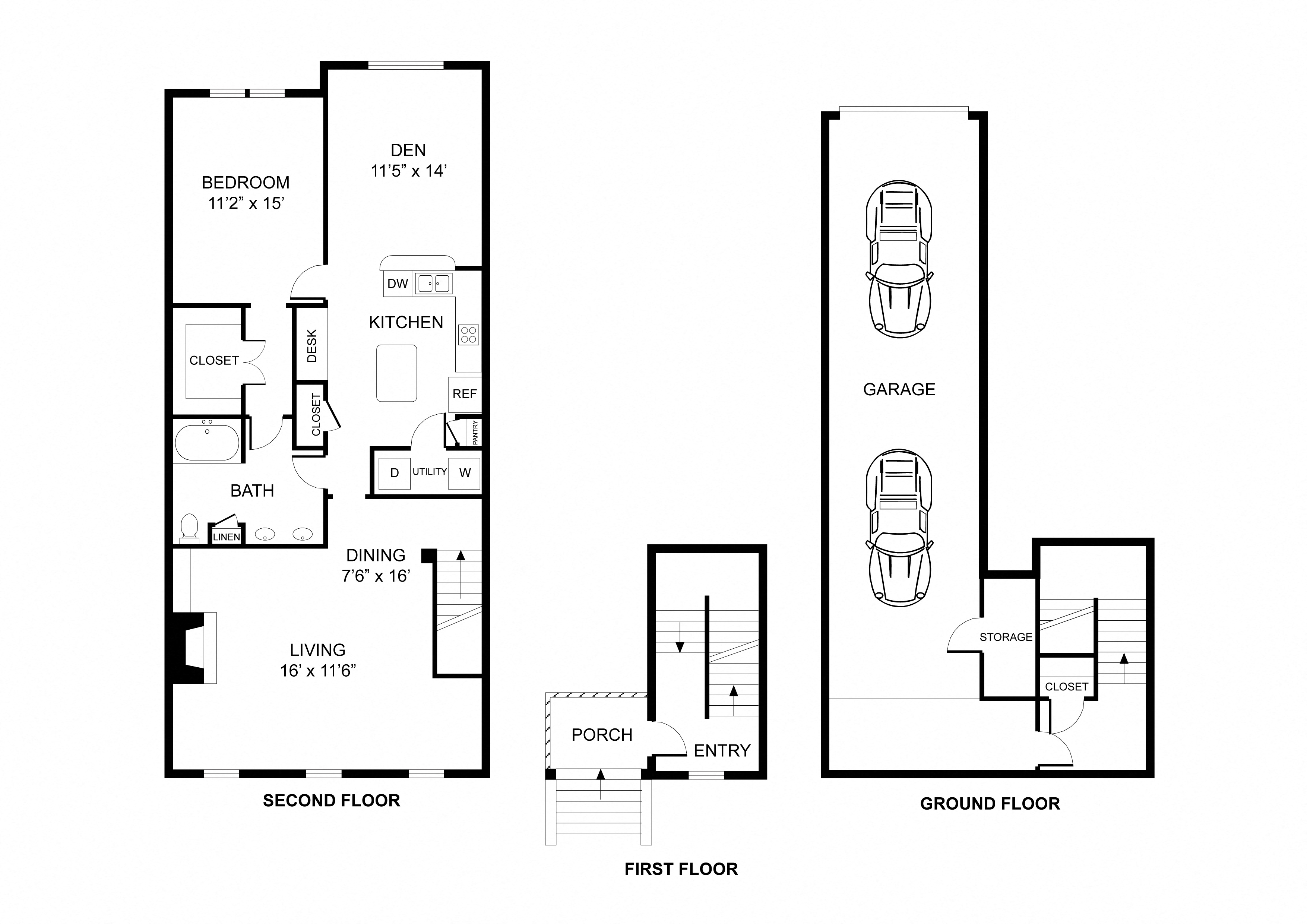 Floor plan for 1 bed, 1 bath, 1143 sqft