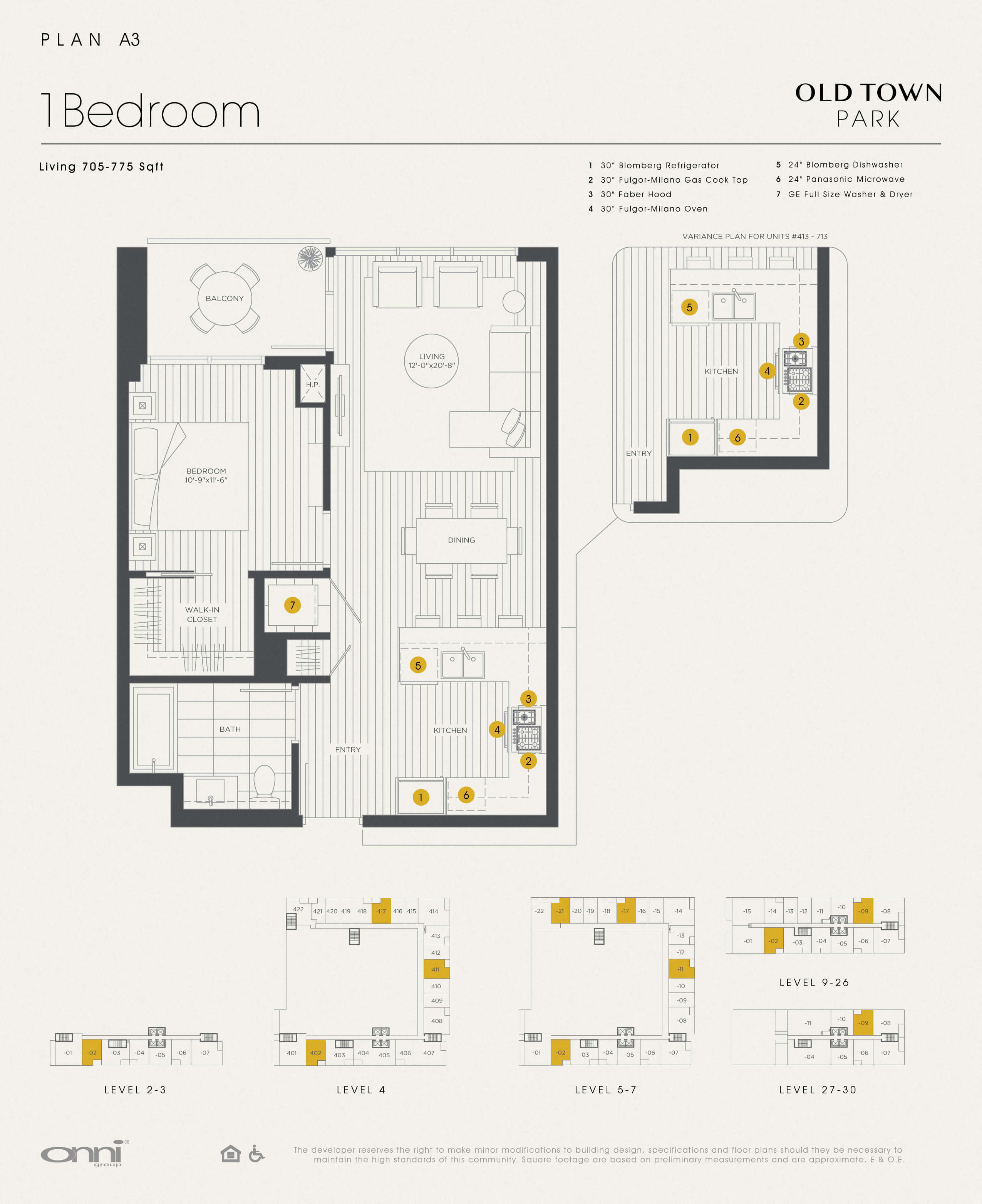 Floor plan for 1 bed, 1 bath, 775 sqft