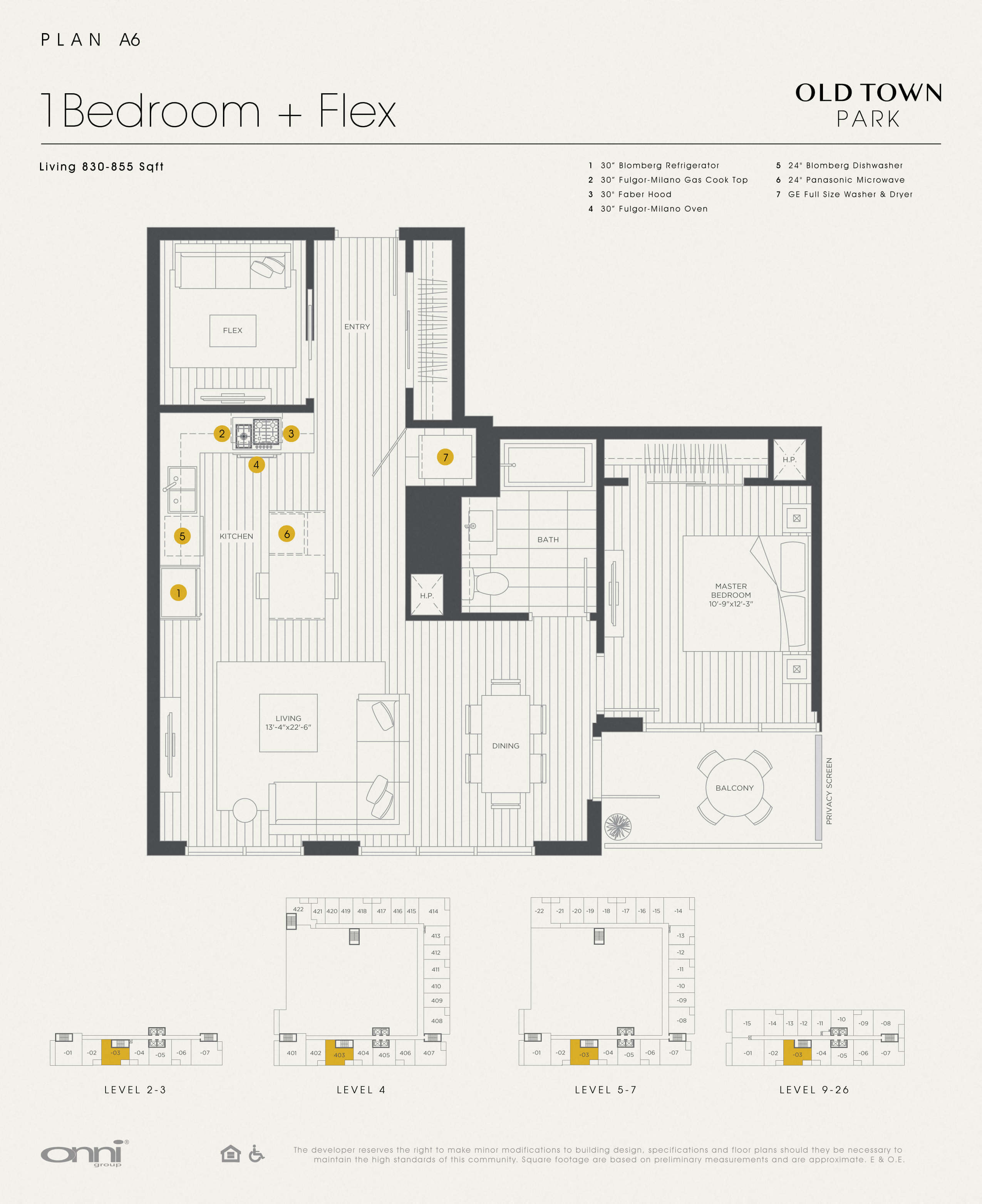 Floor plan for 1 bed, 1 bath, 855 sqft
