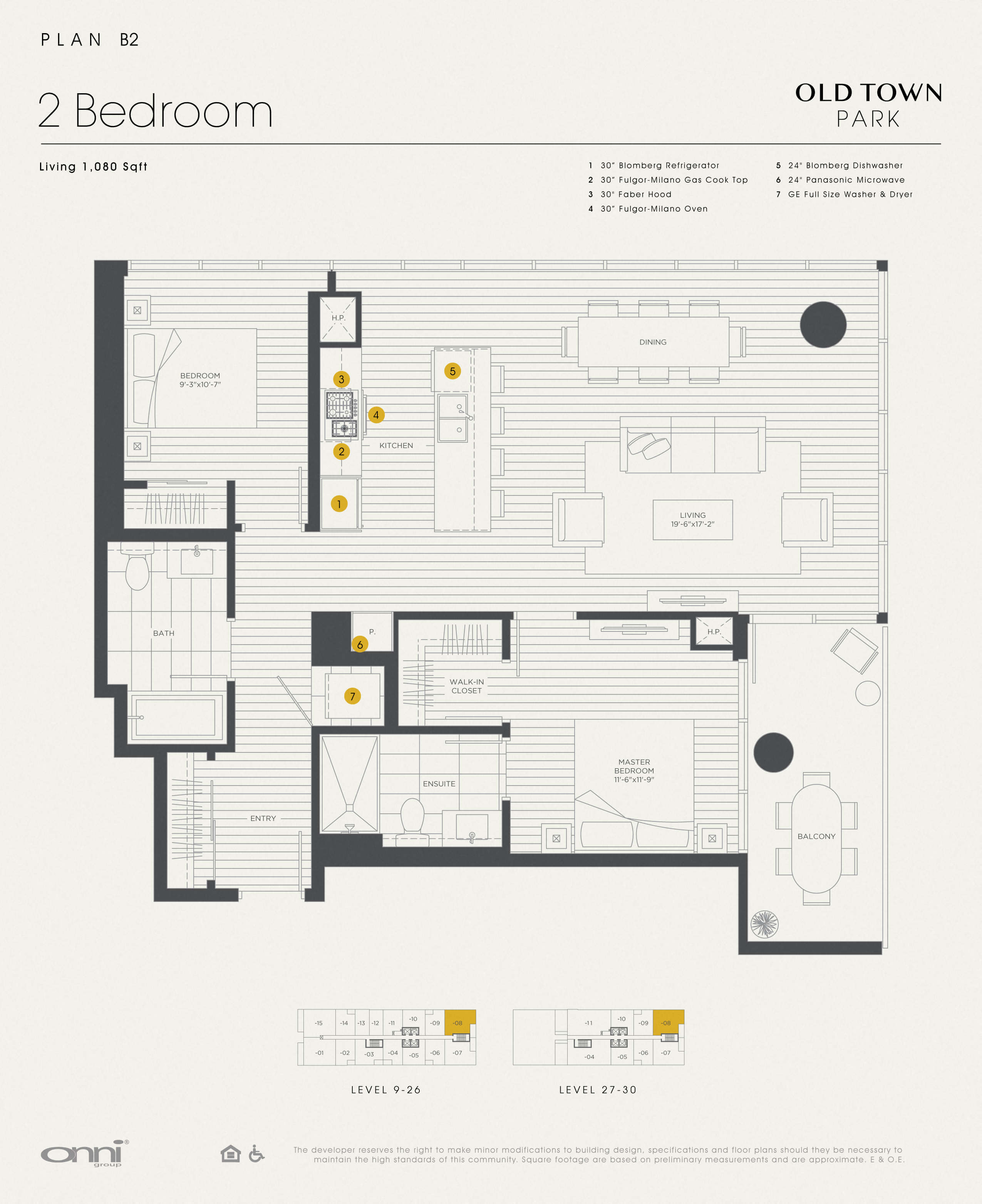 Floor plan for 2 beds, 2 baths, 1080 sqft